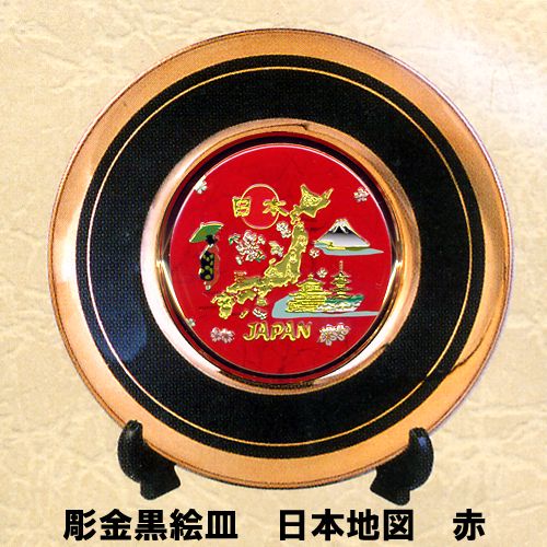 Chokin plate BK Japanese Map Red