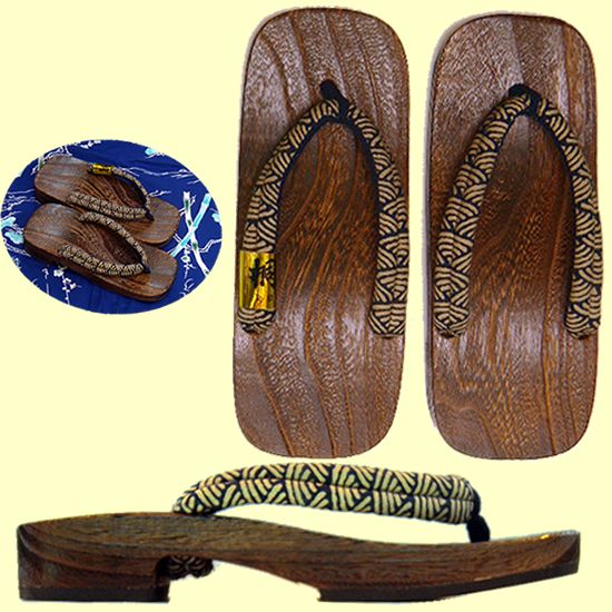 Japanese Sandals for men(geta)wave pattern thongs