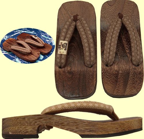 Japanese Sandals for men(geta) asanoha brown thongs